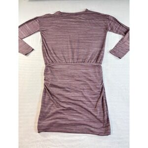 Athleta Womens Space Dye Mauve Ruched Long Sleeve Knit Dress Small Purple